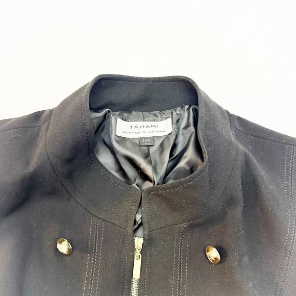 Tahari Navy Style Black Zip-Up Blazer Gold Button Size 20W - Picture 3 of 5